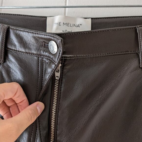 Aritzia Wilfred Melina Rich Mocha Brown High-Rise Straight Leg Pants, size 10 - Picture 4 of 11